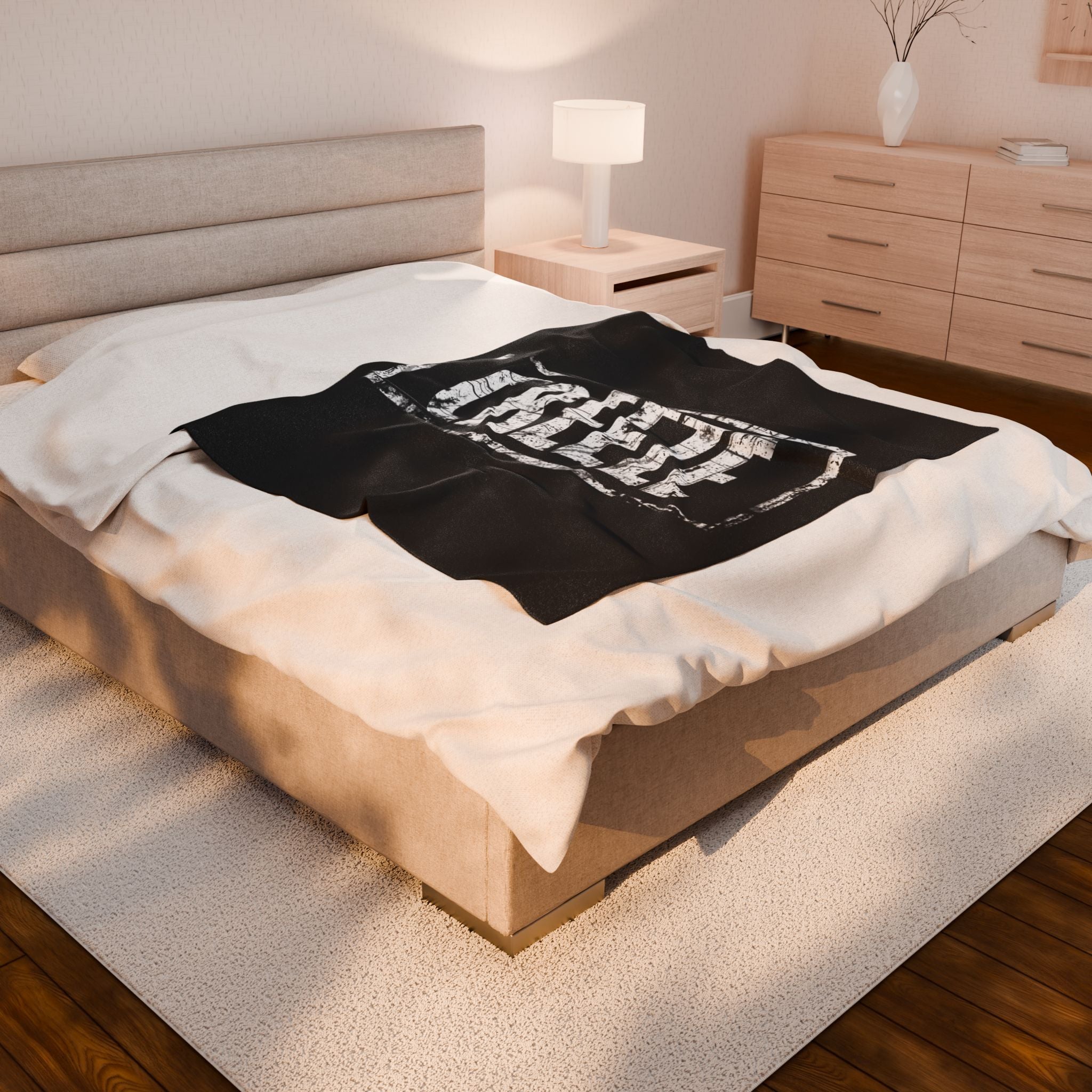 Cozy Velveteen Plush Blanket with CREZE Typography - Soft Throw for Home Decor, Gift for Friends, Cozy Nights, Relaxation, Holiday Comfort