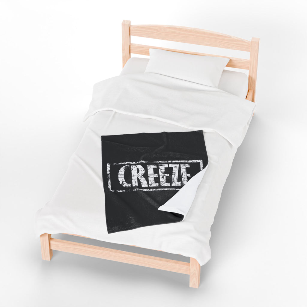 Cozy Velveteen Plush Blanket with CREZE Typography - Soft Throw for Home Decor, Gift for Friends, Cozy Nights, Relaxation, Holiday Comfort