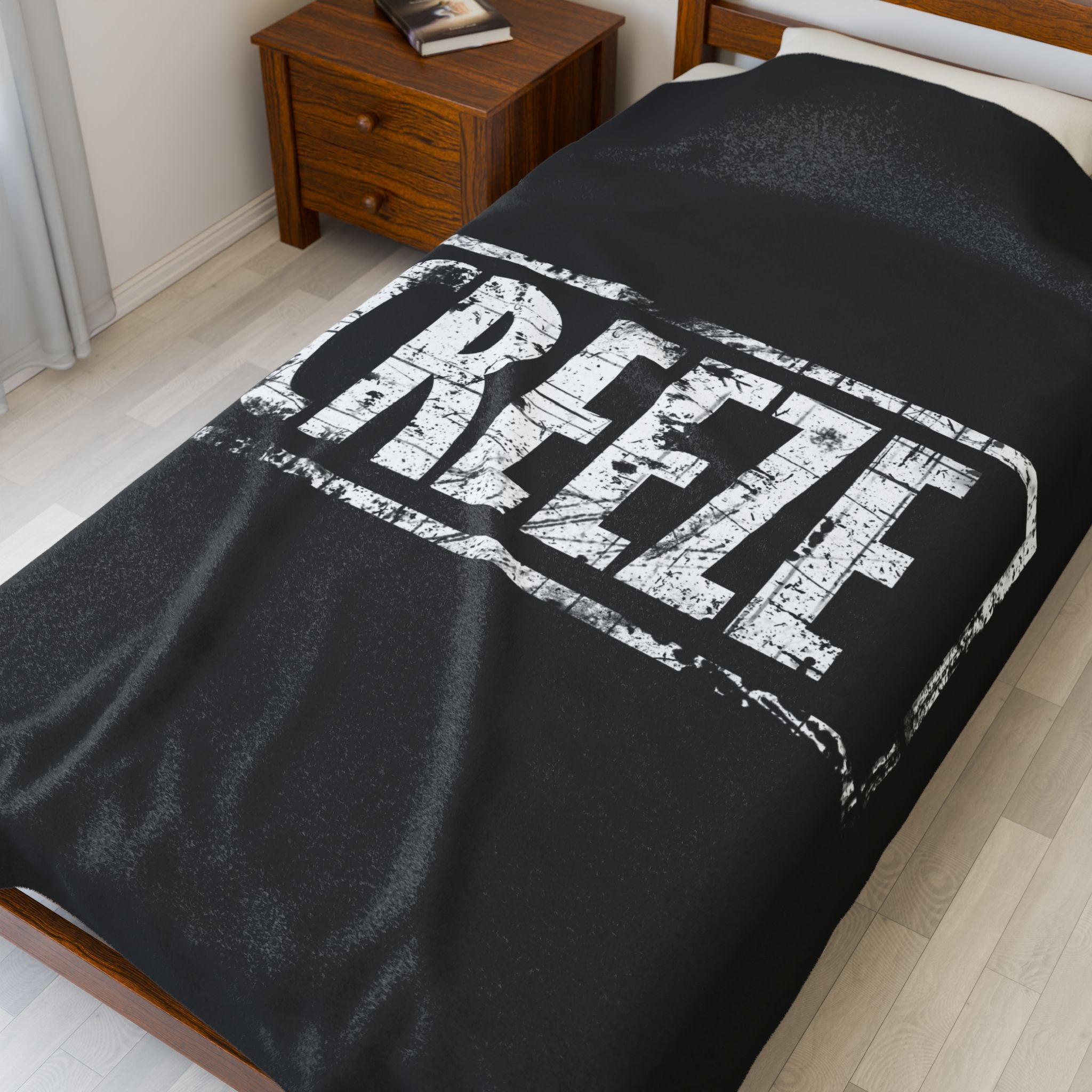 Cozy Velveteen Plush Blanket with CREZE Typography - Soft Throw for Home Decor, Gift for Friends, Cozy Nights, Relaxation, Holiday Comfort