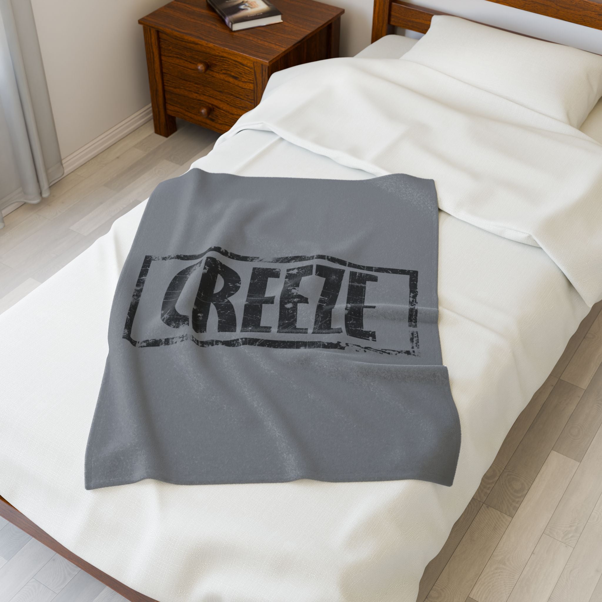 Cozy Velveteen Plush Blanket with CREZE Design | Soft Throw for Home Decor, Gift for Students, Cozy Night In, Bedding Accessory
