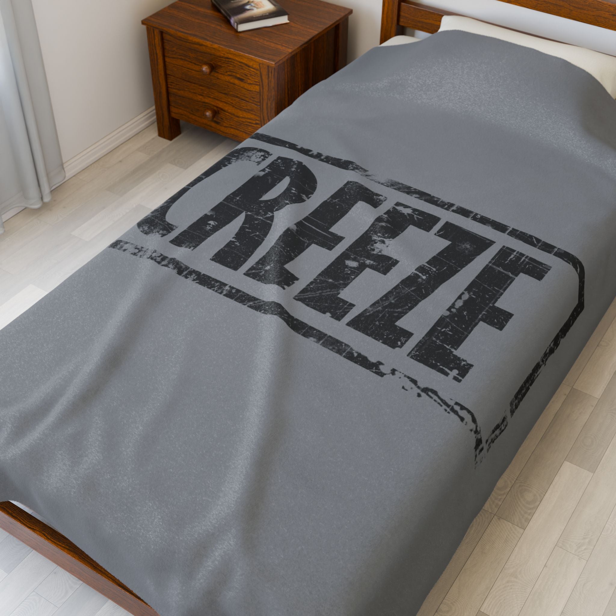 Cozy Velveteen Plush Blanket with CREZE Design | Soft Throw for Home Decor, Gift for Students, Cozy Night In, Bedding Accessory